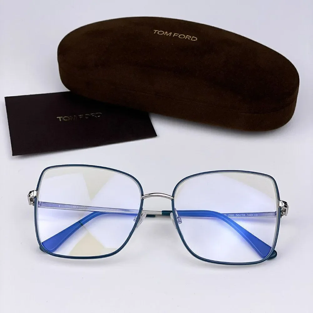 SALE! NEW TOM FORD FT5613-B 098 Butterfly Blue Block Metal Women Eyeglasses